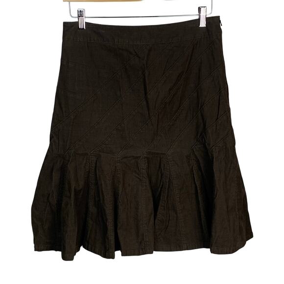 Harold's Dresses & Skirts - Harold’s Brown Corduroy Ruffled A-Line Bias Cut Knee Length Skirt Size 8